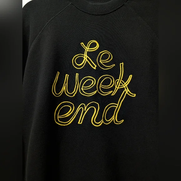 CLARE V. Embroidered Sweatshirt, Marigold and Black, Various Sizes - Picture 5 of 11